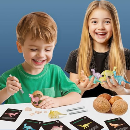 Dino Dig Kit, 12 Glow in The Dark Dinosaur Toys for Kids 6+ - color: Colorful Glowing Dinosaur