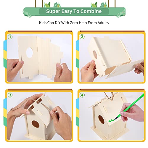 ILHSTY 30 Pack Large DIY Wooden Bird Houses Kits for Kids, Kids Crafts Wood Houses for Parties, DIY Crafts and Art Birdhouse Kits for Children to Build and Design