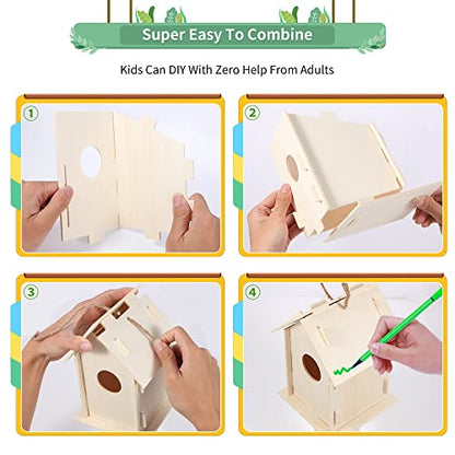 ILHSTY 30 Pack Large DIY Wooden Bird Houses Kits for Kids, Kids Crafts Wood Houses for Parties, DIY Crafts and Art Birdhouse Kits for Children to Build and Design