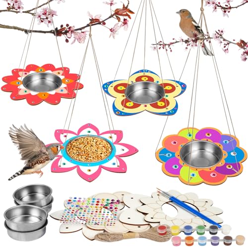 Fennoral 4 Pack Bird Feeder Kits for Kids DIY to Paint Bird Feeders Craft - color: Bird Feeder+Paint