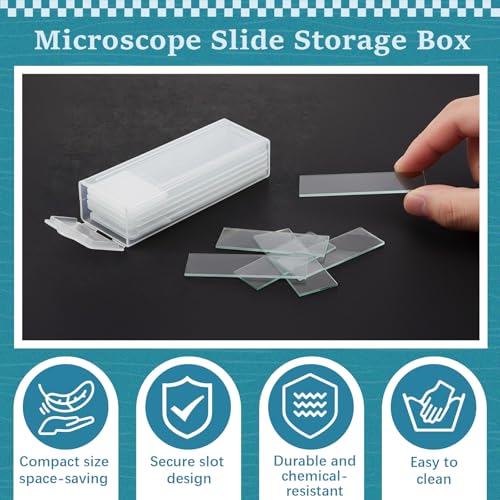 Wonderjune 20 Pcs Microscope Slide Storage Boxes, 5 Slide Holders
