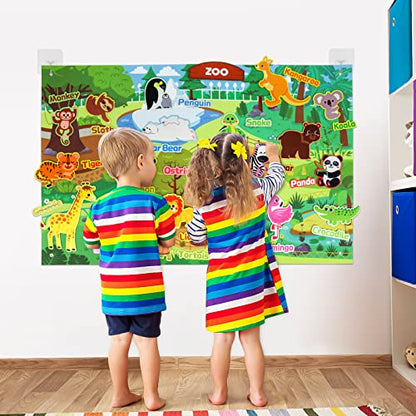 Taika 43x28 inch Zoo Animals Felt Story Board Set, 41Pcs Jungle Animals Toys, Thicker Flannel Board, Preschool Learning Toy, Interactive Storytelling Teaching Play Activity Kits - color: Zoo Animals