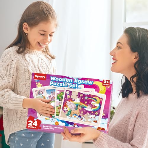 SYNARRY Large Unicorn Princess Fairy Wooden Puzzles for Kids Ages 4-6 - style: Unicorn