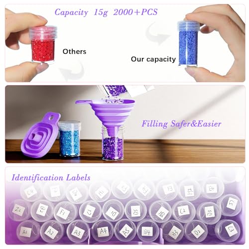 CXJINZE 115 Pcs Diamond Painting Tools Accessories Storage Kit, Purple - size: 115PCS