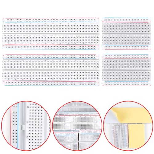 Rindion Breadboard, 6PCS Bread Board, Breadboard Kit Includes 2PCS 830 Point + 4PCS 400 Point, Power Distribution Connection Block for Arduino, Proto Shield and Prototype Shield