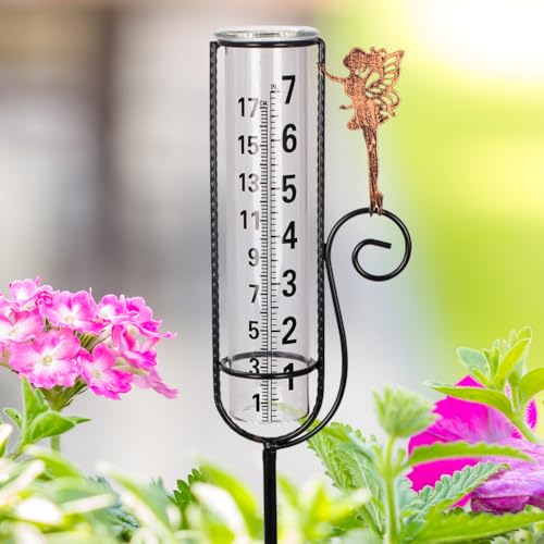 Rain Gauge Outdoor,Fairy Rain Gauges for Yard Decorative Water Gauge - color: Copper-Fairy
