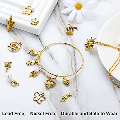 SANNIX 350Pcs Antique Gold Charms Bulk Lots Jewelry Making Charms Assorted - color: Antique Gold