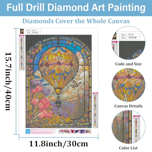 Hot Air Balloon Diamond Painting Kits for Adults, Diamond Art Kits 12x16in - color: Style 1