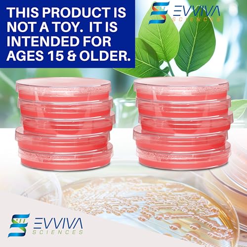 Evviva Sciences Nutrient Agar Petri Dishes Science Project Kit, Pre-Poured Agar Plates for Science Experiments, with Experiment eBook (RED) - color: Red