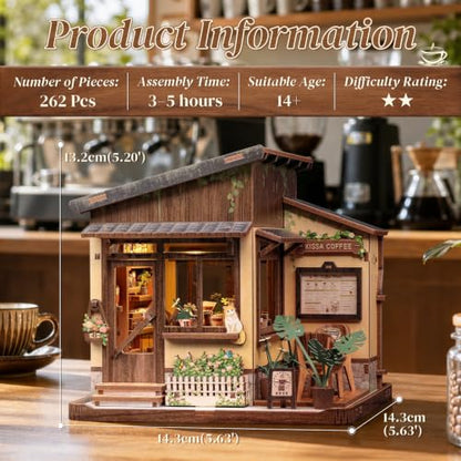 Cutefun Book Nook Kits for Adults, DIY Miniature House Kit Coffee Shop - color: Kissa Coffee