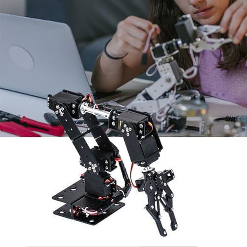 Ejoyous Robot Arm Kit, Mechanical 6DOF Robotic Arm Clamp Claw Building Kit DOF Manipulator Industrial Robot Parts