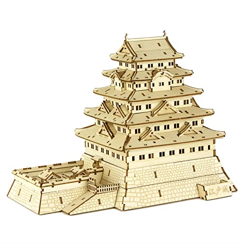 Edo Castle Wooden Architecture 3D Puzzle - Fun DIY Wood Craft Kits - Ideal Gift for Birthdays and Party Favors - style: Edo Castle