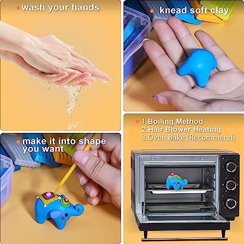 Ixiaoyoo 60 Colors Polymer Clay, Oven Bake DIY Modeling Clay for Kids - color: 60 Colors