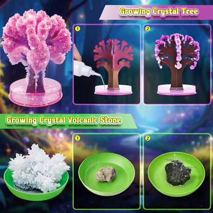UNGLINGA Crystal Growing Kit for Kids, Grow 6 Vibrant Crystals Making Kit