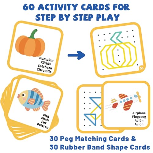 Wooden Peg Board and Geoboard for Kids Age 5+, Montessori Fine Motor Toy