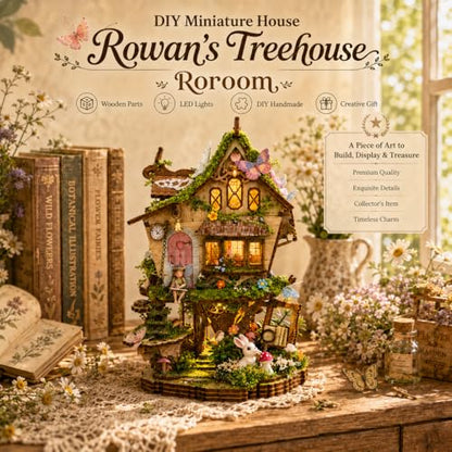 Roroom DIY Miniature House Kit, Fairy-Tale Treehouse Dollhouse Kit - color: Rowan's Tree House
