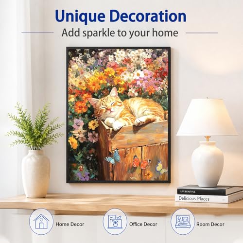 AUKELHJ Diamond Art Kits for Adults, Cat Diamond Painting, 12x16 Inch - color: 08-Cat, size: 12X16 inch
