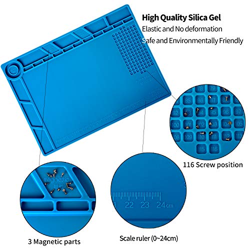 Kaisiking Magnetic Soldering Mat for Electronics Repair, 13.8 x 9.8 inch - color: 140 Soldering Mat Kit