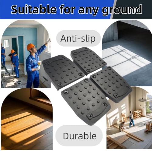 4-Piece Drywall Stilt Sole Non-Slip Replacement Kit,Heavy-Duty Stilt Anti-Slip Mat Anti-Slip Stilt Mats for Construction, Painting, Electrical Work, Plastering, Street Performances
