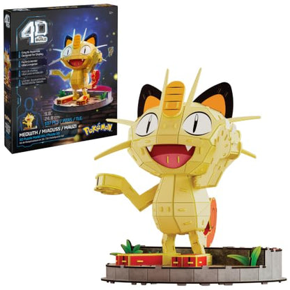 4D Build Pokémon Meowth 3D Puzzle Model Kit, Desk Décor, Shelf Display - style: Meowth 137 pcs