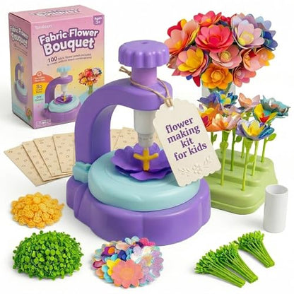 Fabric Flower Bouquets Toys, DIY Craft Kits Toys for Kids - Flowers Market Toy, Build Your Flower Bouquet, Arts & Crafts for 3+ Year Toddler Girl, Educational Activity Preschool B-Day Gifts