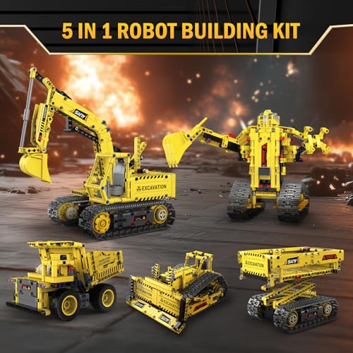 5 in 1 STEM RC Robot Building Kit, 555 PCS APP & Remote Control Robot Toys for Kids Age 6 7 8 9 10 11 12+, Engineering Science Coding Robotic Toys Birthday Gifts for Boys & Girls - style: 09