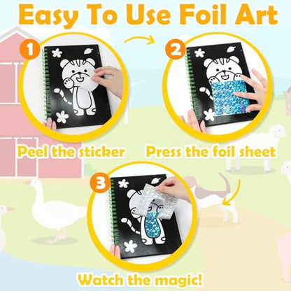 FUNNYB&G Foil Art Craft Kit for Kids, Sparkly Birthday Gift Toy for Kids - style: Dinosaur