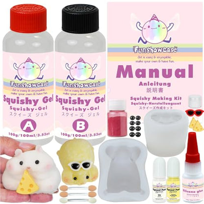 FUNSHOWCASE Taba Squishy Maker 2 Hamster Silicone Molds+Gel+Kits Fufu Squish Making Pack - color: 2 hamster