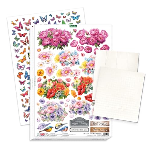 Katy Sue Blooming Box Bouquets Pop Up Card Making Kit. Make 8 3D Floral Box Cards. All-in-one Kit: Die-Cut Decoupage, Cardstock, Adhesive Pads, Envelopes & Instructions for Card Making Supplies