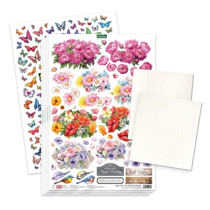 Katy Sue Blooming Box Bouquets Pop Up Card Making Kit. Make 8 3D Floral Box Cards. All-in-one Kit: Die-Cut Decoupage, Cardstock, Adhesive Pads, Envelopes & Instructions for Card Making Supplies
