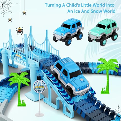Track Car Toys, 269 PCS Create A Frozen World Race Road Racing Tracks Toy - color: Blue