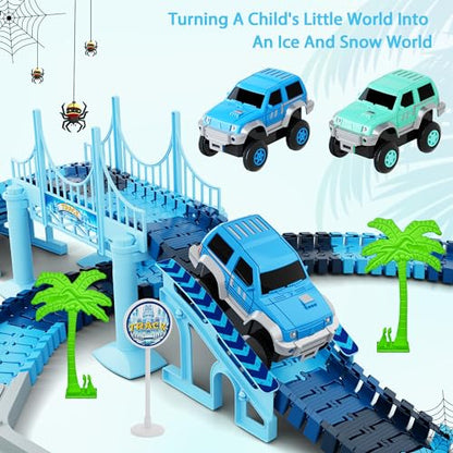 Track Car Toys, 269 PCS Create A Frozen World Race Road Racing Tracks Toy - color: Blue