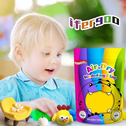 ifergoo 100g Yellow Air Dry Clay, 3.5oz DIY Creative Modeling Clay for Kids - color: Yellow/100g