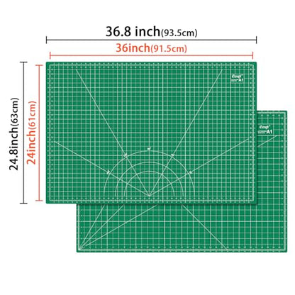 Ecraft 2-Pack 24"x36" Self-Healing Sewing Mat: Large Double-Sided Green 5-Ply Hobby Mat, A1 Rotary Cutting Mat for Sewing, Quilting & Fabric Crafts - color: Green, size: 24" x 36"（2-Pack）