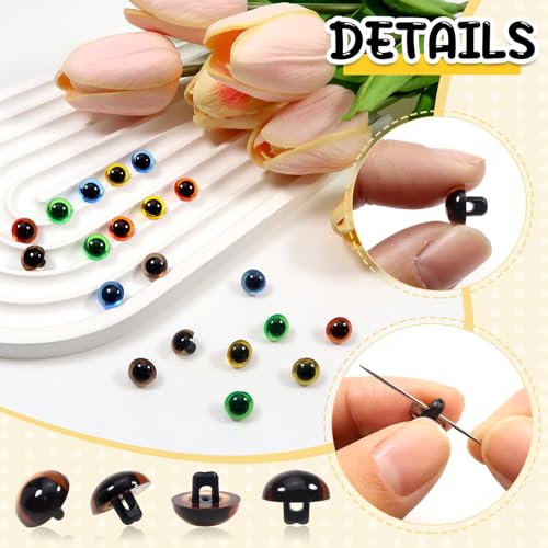 TOAOB 20pcs Sew On Safety Eyes Buttons 9mm 5 Colors Plastic Mushroom Domed Sewing Crafting Eyes for DIY Stuffed Animals Amigurumis Crochet Doll Making - size: 9mm