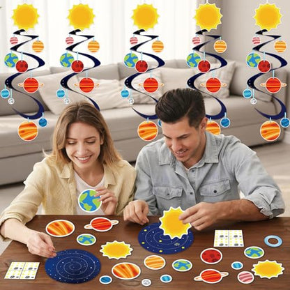 24 Sets Space Craft Kits DIY Solar System Hanging Decoration Make Your Own Outer Space Paper Crafts Ornament Galaxy Planet Star Stickers Games for Home School Classroom Activities Party Favor Gift