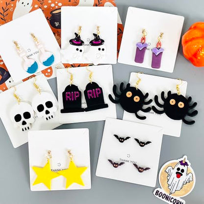 Xaekicr Halloween Polymer Clay Cutters Set – 8Pcs Clay Earring Cutters for Polymer Clay Jewelry, Ghost Bat Skull Pumpkin Shapes Clay Tools and Molds for DIY Crafts - color: A color