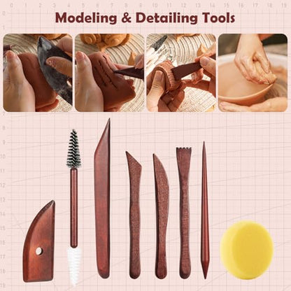 36PCS Pottery Tools and Supplies, Ceramic Polymer Tools Kit, Clay Tools Sculpting Set for Pottery Kiln, Pottery Wheel, Carving, Shaping, Dotting, Molding, Modeling, Air Dry Clay, Crafting Supplies - color: 36PCS