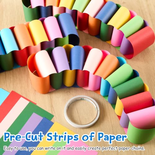 360 Sheets Paper Chain Garland Paper Kit, 3.5 x 11.8 in, Vibrant - color: Vibrant, size: 3.5 x 11.8 in