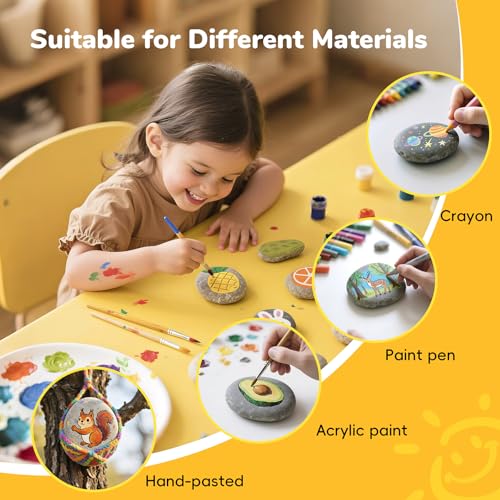 Simetufy 100Pcs River Rocks for Painting 3-4 Inch Large Flat Smooth Stones - size: 3-4in -100pcs