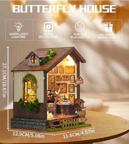 Roroom DIY Miniature House Kit, Botanical Butterfly Studio Dollhouse Kit - color: Butterfly-sq60