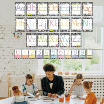 37 Pcs Composition ABC Alphabet for Classroom Wall ABC Posters and 0-10 Number Line Cards Letters for Composition Notebook Classroom (Composition ABC) - color: Composition Abc