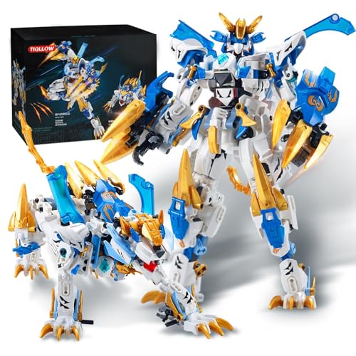 TIALLOW White Tiger Mech Building Block Set, 2 in 1 Transforming Robot Toy - style: White Tiger