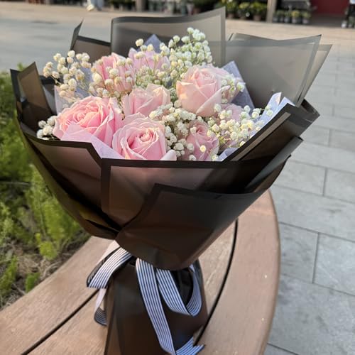 Duyasurs 20 Sheets Floral Wrapping Paper, Waterproof Bouquet Wrapping, 22.8x22.8IN, Florist Supplies Packaging Paper, DIY Gift Box, Wedding & Birthday Gifts, Translucent Black - color: Translucent Black