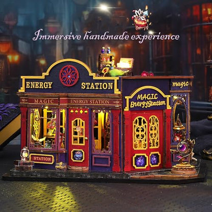 DIY Book Nook Kit - Miniature Dolls House Kit with Furniture and LED Light, 3D Puzzle Wooden Art Bookends, Model Kits for Adults to Build (Magic Energy Station) - style: Baroque