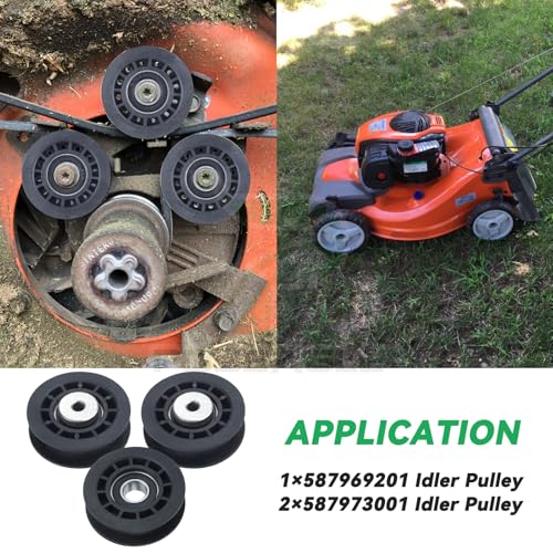 2 Pack 587973001 Pulley with 587969201 Pulley for Husqvarna LC221A - size: 2x587973001+1x587969201