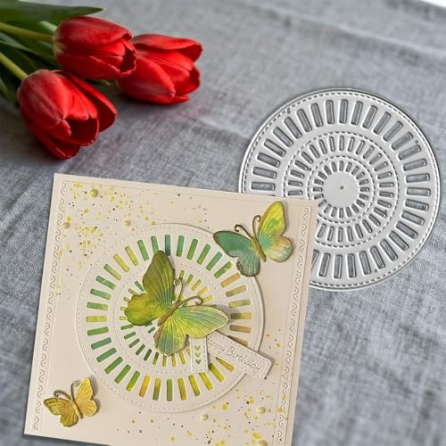Lapoo Geometric Cutting Die for Scrapbooking - Durable, Cut Stencils for DIY Scrapbook Photo Album Decorative Paper Card, Card Making Supplies (Circular Border 3.1 x 3.1 in) - style: Circular Border 3.1 x 3.1 in