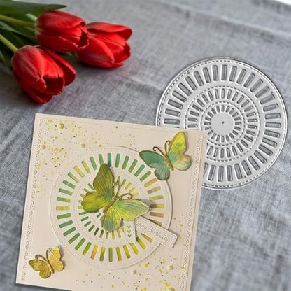 Lapoo Geometric Cutting Die for Scrapbooking - Durable, Cut Stencils for DIY Scrapbook Photo Album Decorative Paper Card, Card Making Supplies (Circular Border 3.1 x 3.1 in) - style: Circular Border 3.1 x 3.1 in