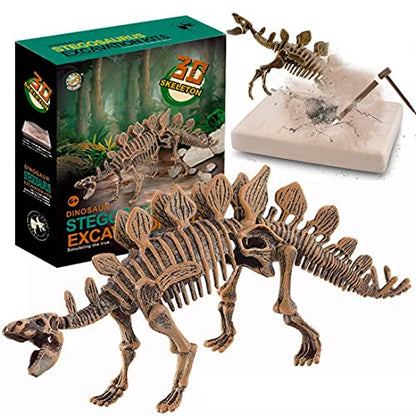 Dig & Discover Dino Stegosaurus Dinosaur Skeleton 3D Fossil Bones Excavation, Science Educational Toy Kit for Kids, Children - color: Stegosaurus