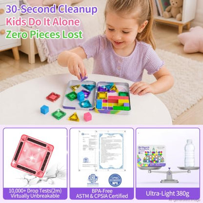 Travel Magnetic Tiles Building Set STEM Educational Building Toys - style: 3 in 1 Compatible